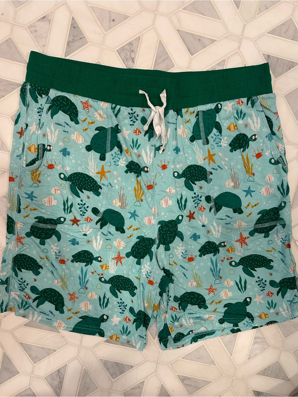 Little Sleepies MEN’S Teal & Aqua Turtle Sleep Shorts